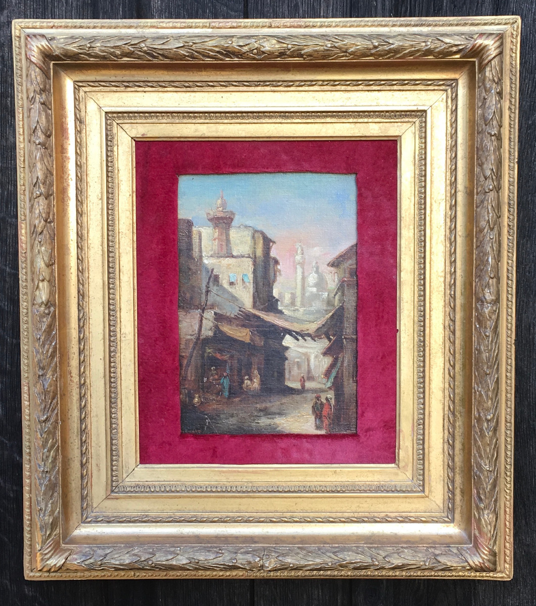 Oil On Canvas, Landscape. View Of The Al-azhar Mosque In Cairo, Signed Marilhat, 19th Century.