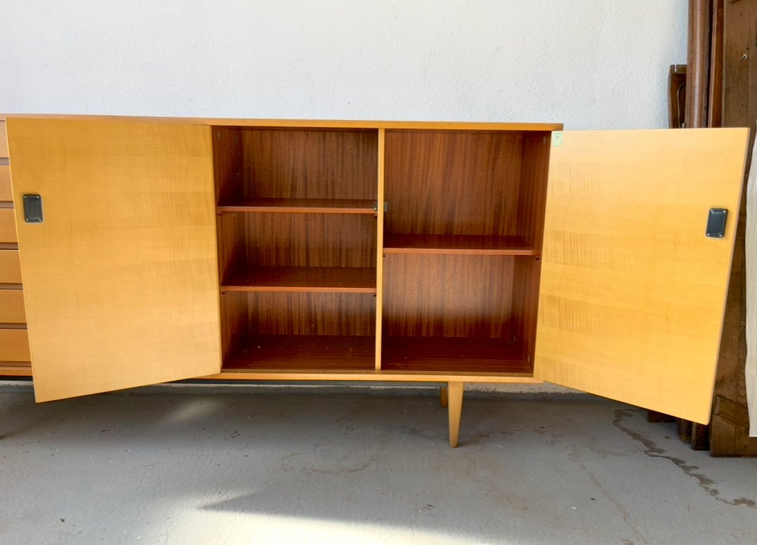 Vintage Sideboard/bar For The Living Room. Light And Brown Wood. France, 1970. -photo-3