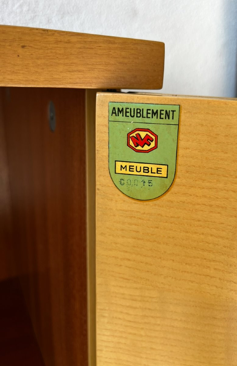 Vintage Sideboard/bar For The Living Room. Light And Brown Wood. France, 1970. -photo-4