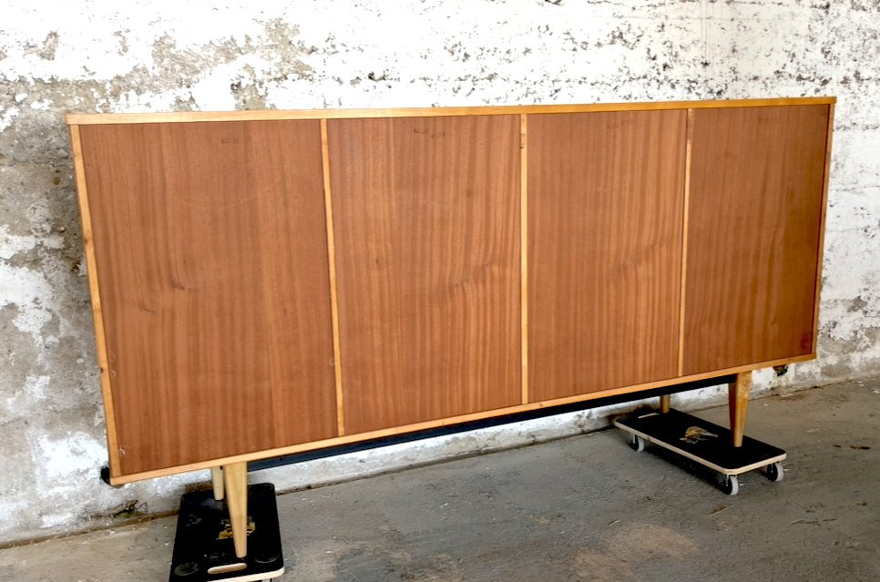 Vintage Sideboard/bar For The Living Room. Light And Brown Wood. France, 1970. -photo-6