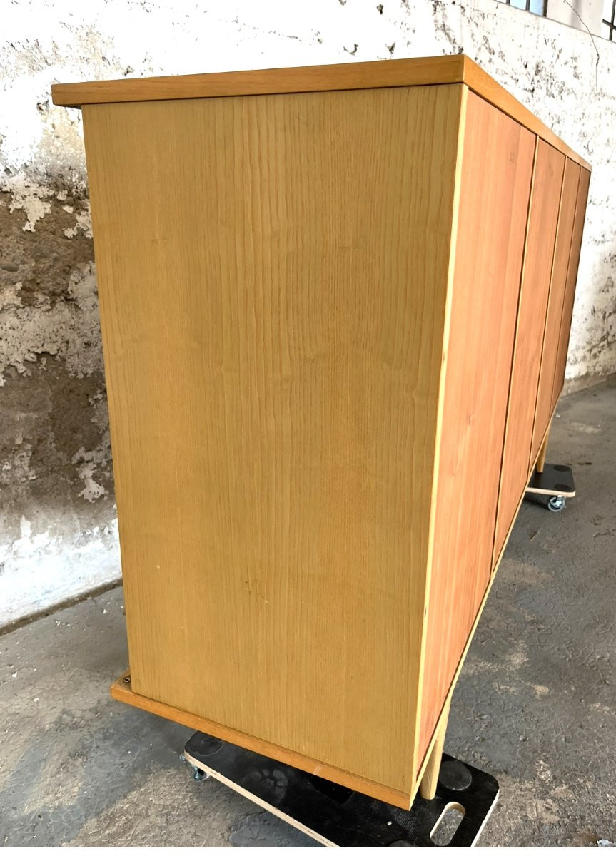 Vintage Sideboard/bar For The Living Room. Light And Brown Wood. France, 1970. -photo-7