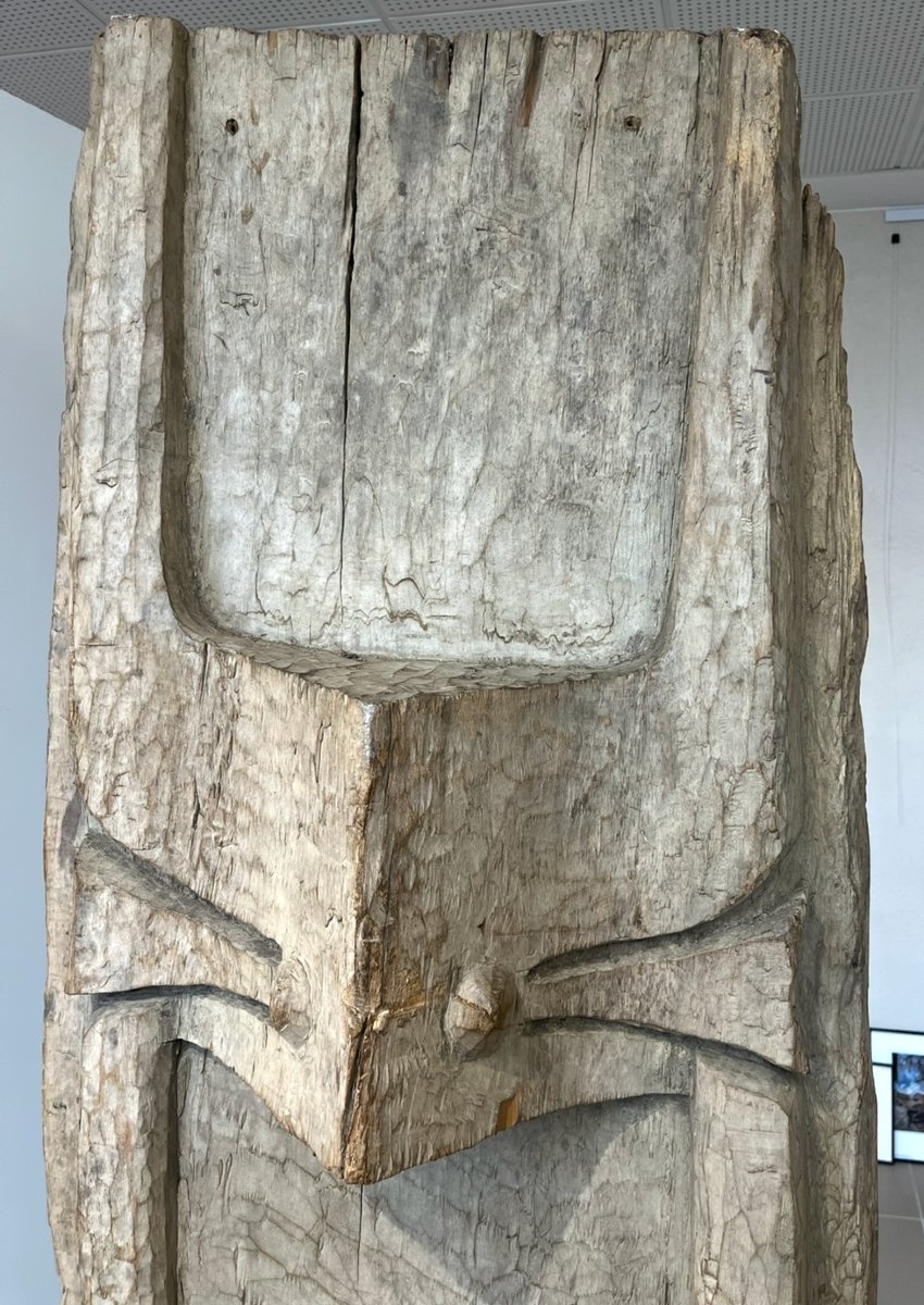 Common House Panel In Heavy Wood. Buffalo Head Decoration. Nagaland, Northeast India.  -photo-4