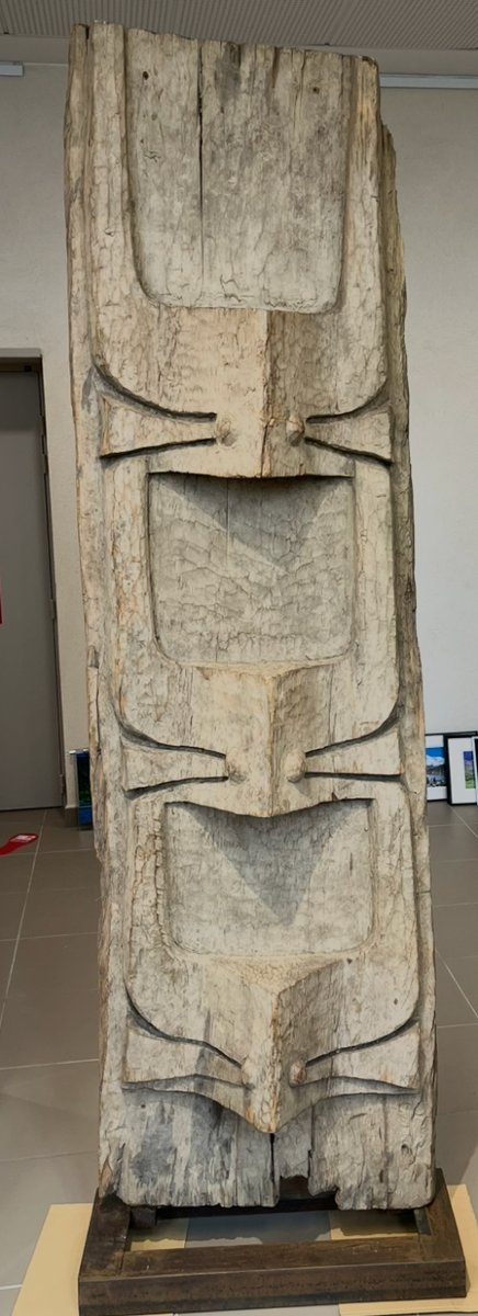 Common House Panel In Heavy Wood. Buffalo Head Decoration. Nagaland, Northeast India.  -photo-6