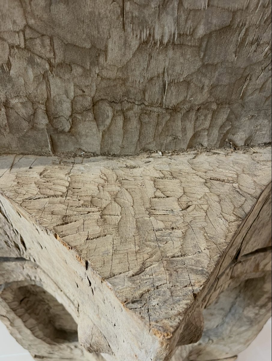 Common House Panel In Heavy Wood. Buffalo Head Decoration. Nagaland, Northeast India.  -photo-7