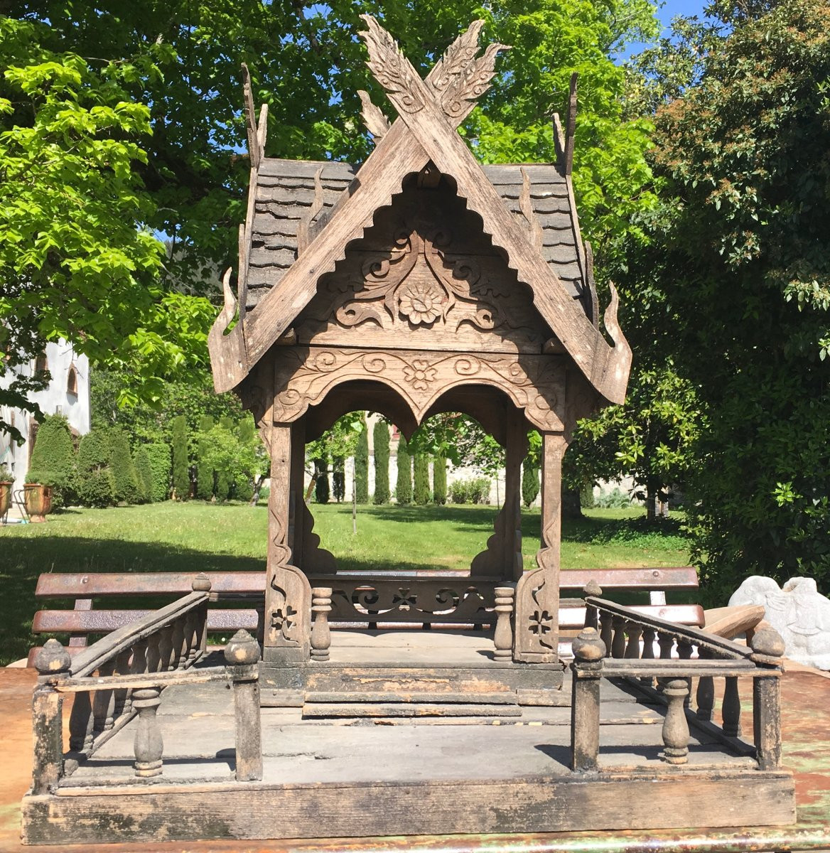 Wooden Spirit House From Animist And Hindu Rituals. Thailand, Early 20th Century.-photo-2