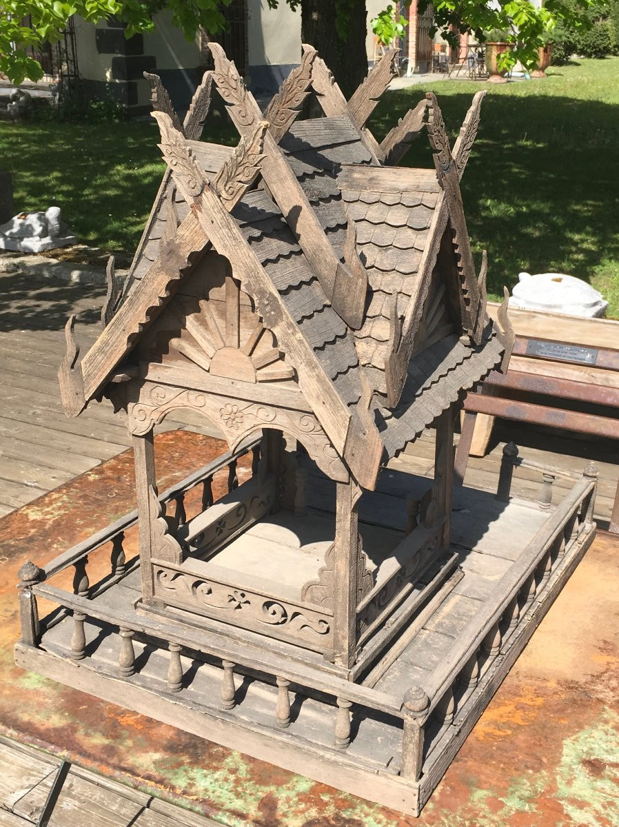Wooden Spirit House From Animist And Hindu Rituals. Thailand, Early 20th Century.-photo-4
