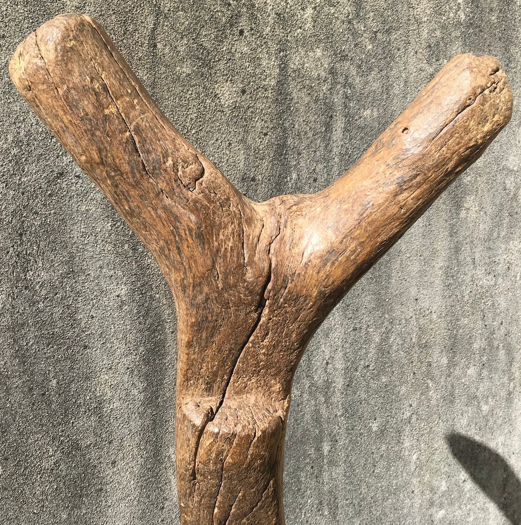 Echelle de grenier à mil en bois dur, érosion et patine d'usage. Afrique de l'Ouest. -photo-3