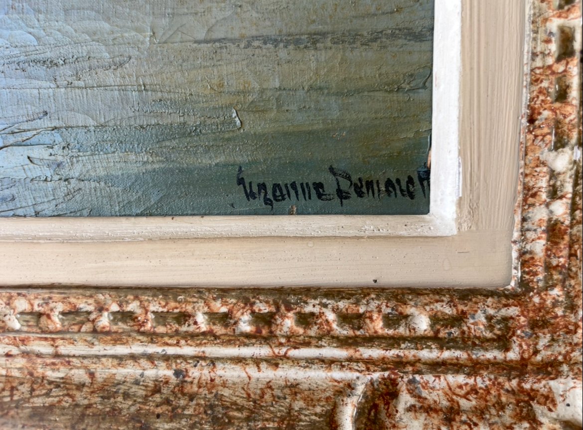Oil On Canvas, "les Pyrénées" Signed Suzanne. Montparnasse Frame. Mid 20th Century. -photo-2