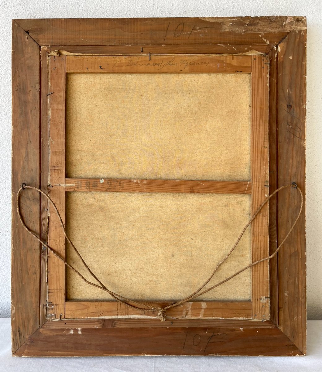 Oil On Canvas, "les Pyrénées" Signed Suzanne. Montparnasse Frame. Mid 20th Century. -photo-1