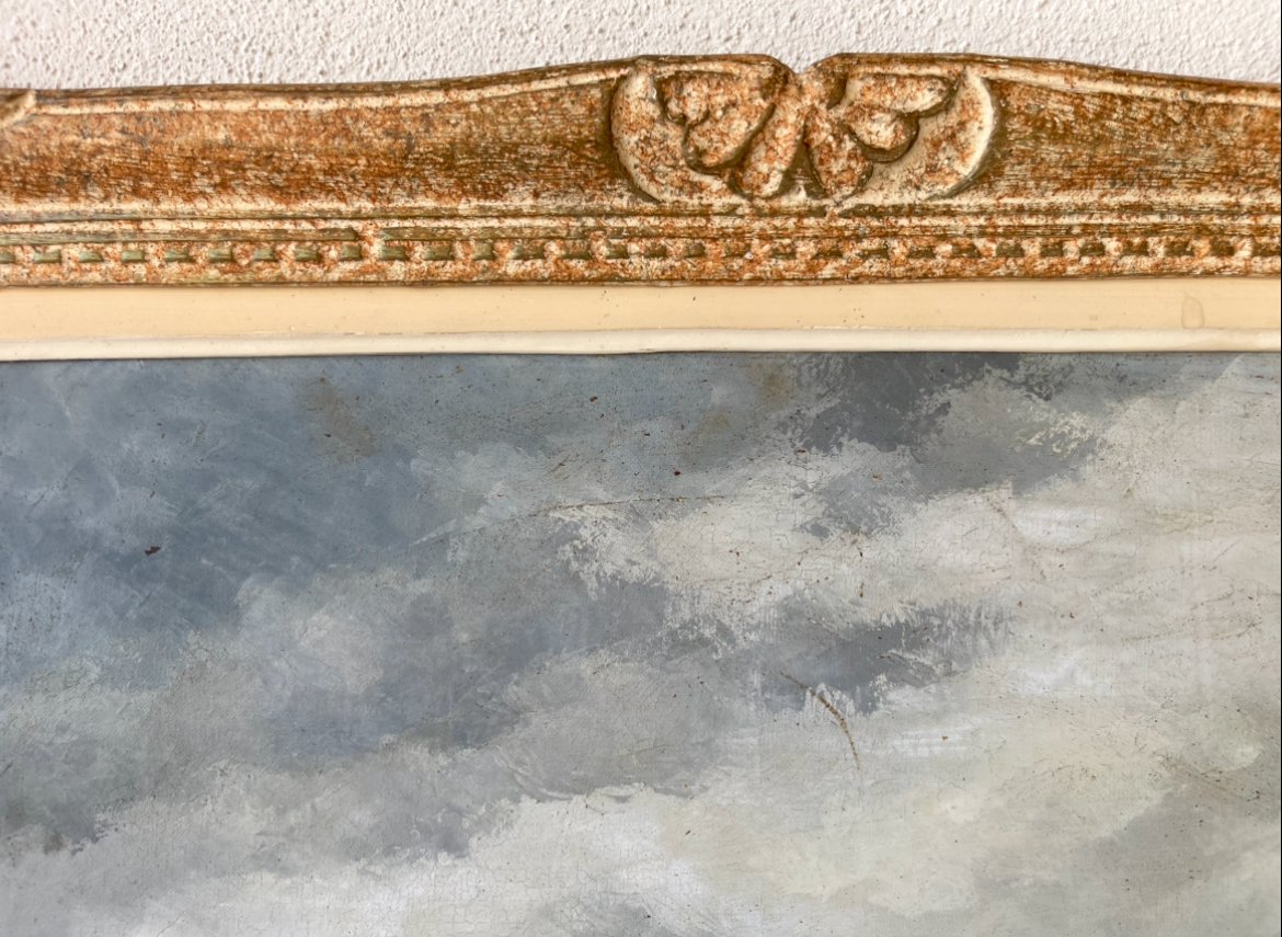 Huile sur toile, vue de "Poulgoazec" signée A. Dupont. Cadre Montparnasse. XXe siècle.-photo-1