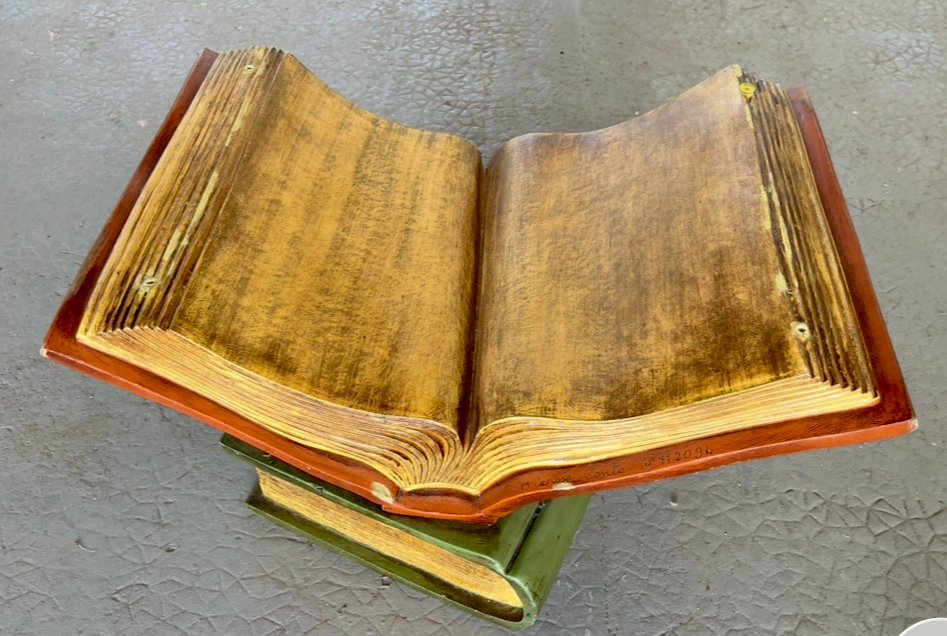 Coffee Table With Bizauté Glass Top, Book-shaped Ceramic Base. France, 20th Century.-photo-2