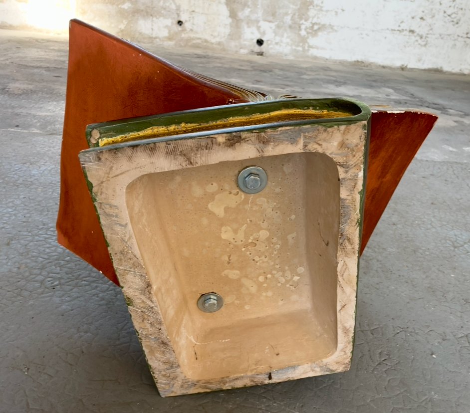 Coffee Table With Bizauté Glass Top, Book-shaped Ceramic Base. France, 20th Century.-photo-3