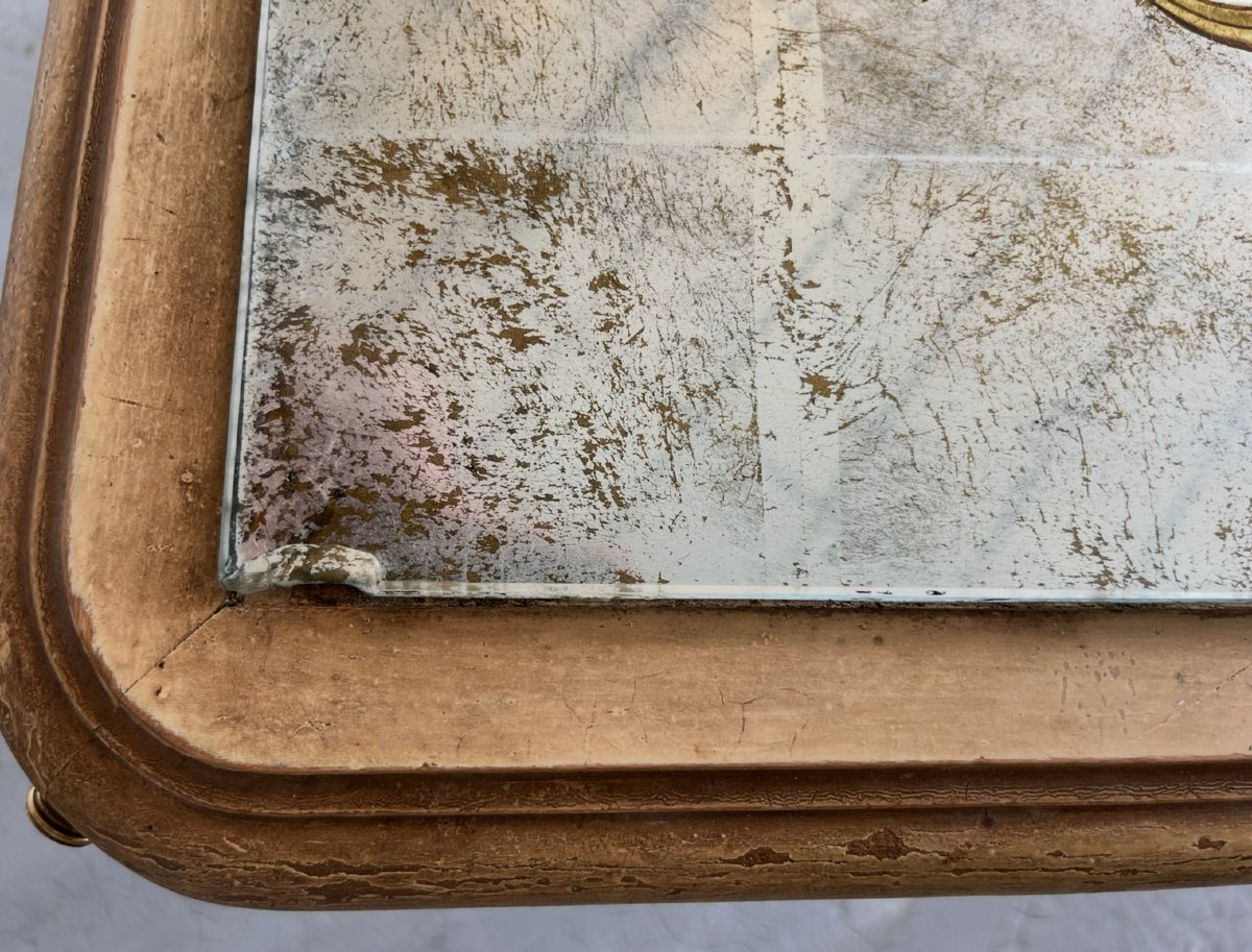 Table à jeux dans le style vénicien en bois laqué et dessus verre églomisé. France milieu XXe-photo-8