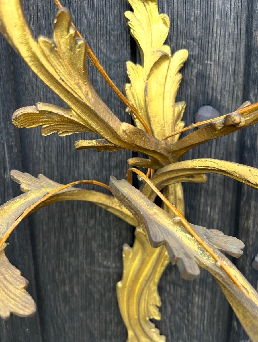 Pair Of Ormolu Rocaille Sconces In The Louis XV Style. France, Mid-20th Century.-photo-4