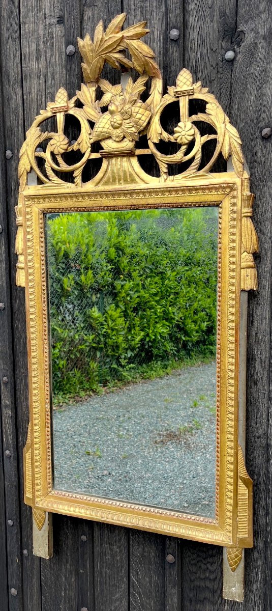 Louis XVI Giltwood Pediment Mirror With Mercury Mirror. France, Mid 18th Century.-photo-2