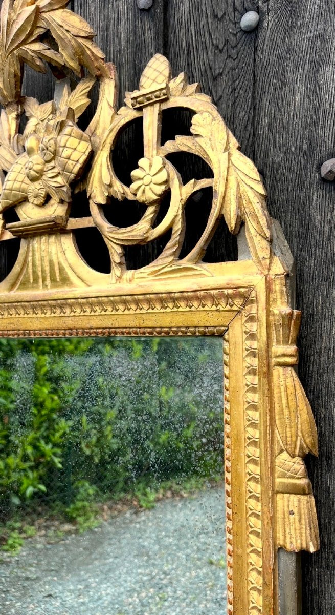 Louis XVI Giltwood Pediment Mirror With Mercury Mirror. France, Mid 18th Century.-photo-4