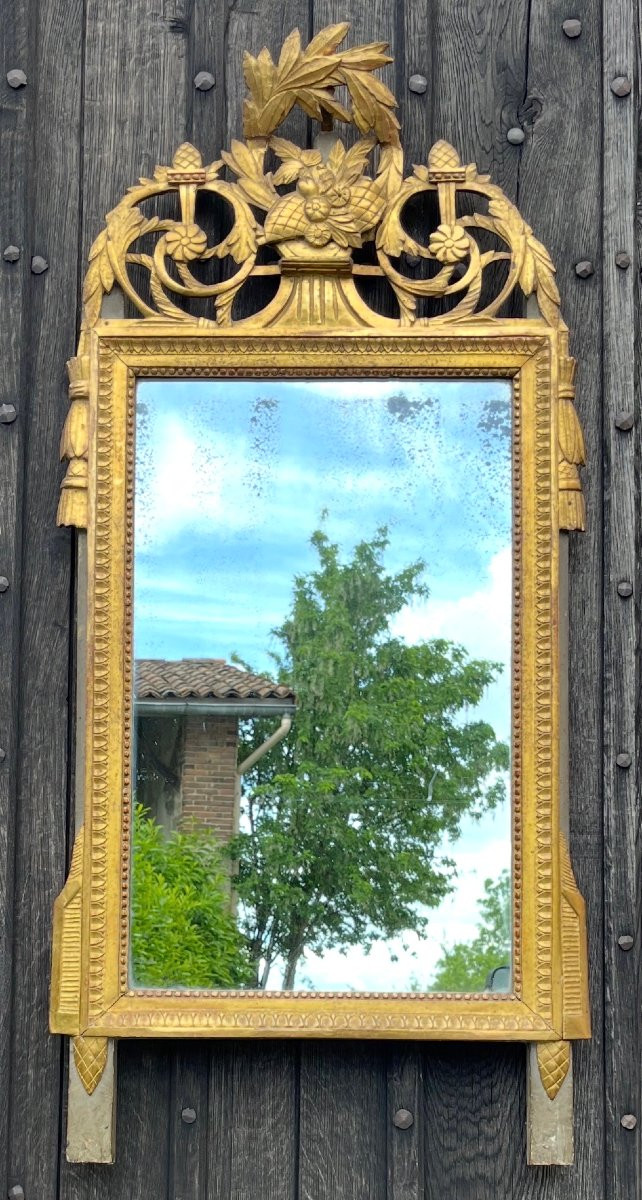 Louis XVI Giltwood Pediment Mirror With Mercury Mirror. France, Mid 18th Century.-photo-6