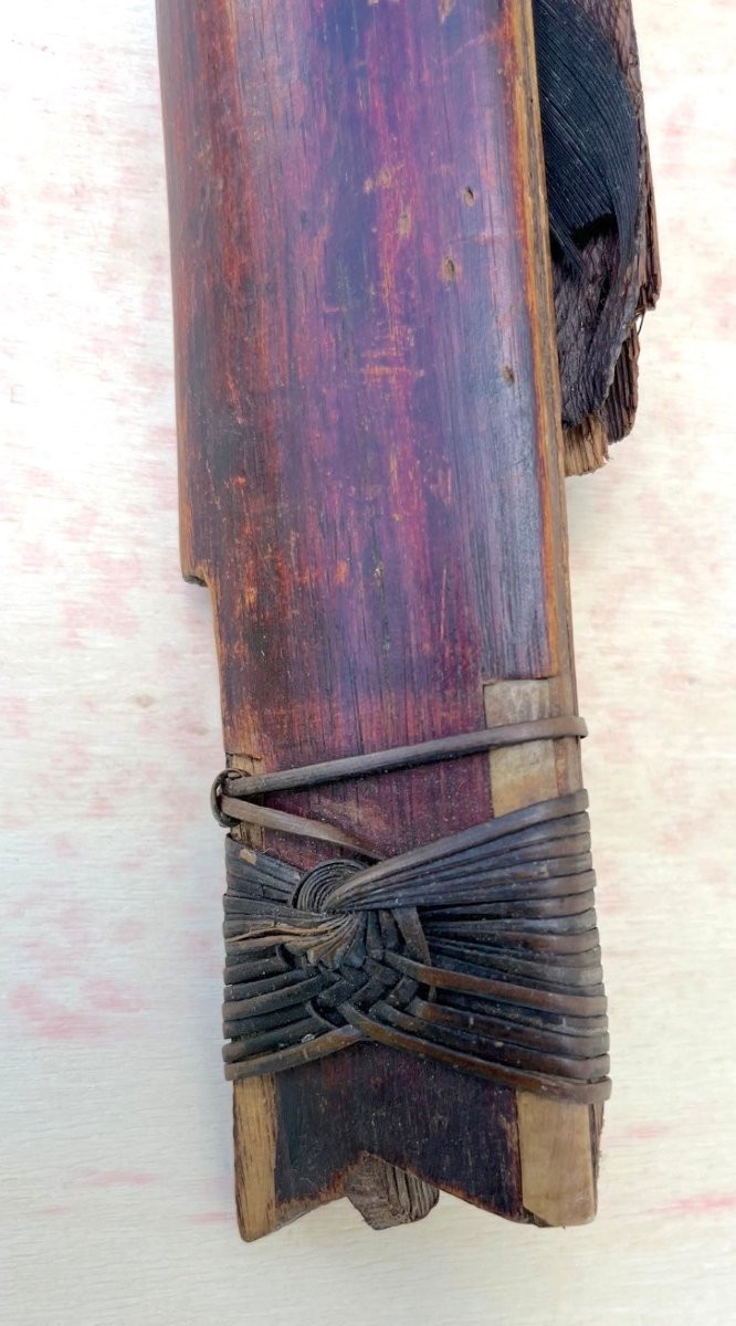 Ancien sabre Mandau en fer, bois de cerf et bois. Dayak, Bornéo (Kalimantan), Indonésie XIXe. -photo-4
