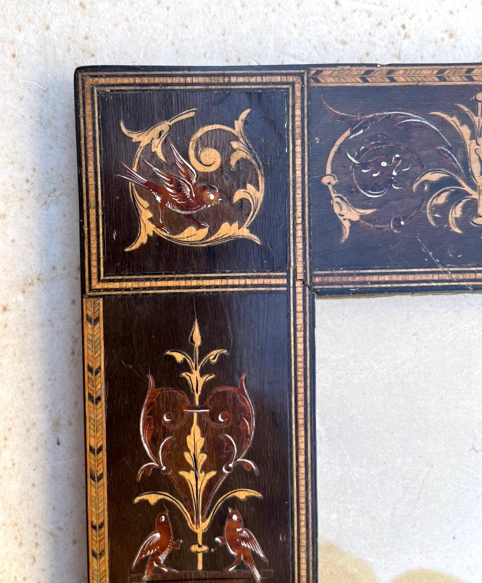 Small Wooden Frame With Beautiful Colored Marquetry Decorations. Italy, Early 19th Century.-photo-2