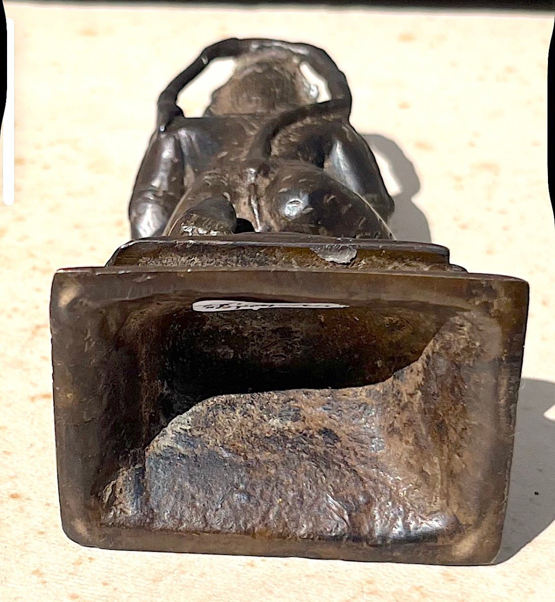 Small Hanuman Bronze Statuette With Brown Patina. Cambodia, India 18th - 19th Century.   -photo-1