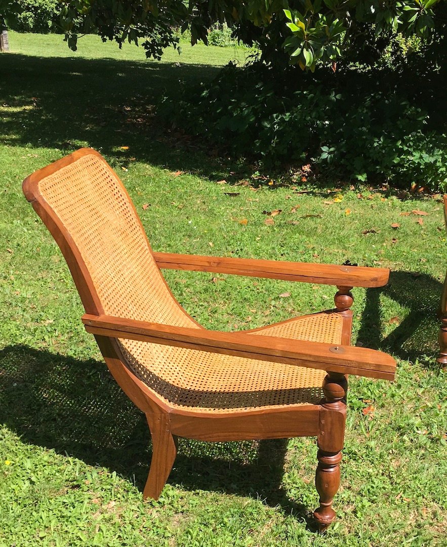 Pair Of Colonial-style Teak Planter Armchairs. Double Caning. Late 19th - Early 20th Century.-photo-3