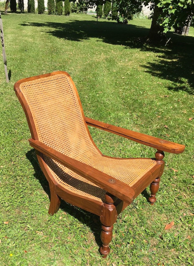 Pair Of Colonial-style Teak Planter Armchairs. Double Caning. Late 19th - Early 20th Century.-photo-4