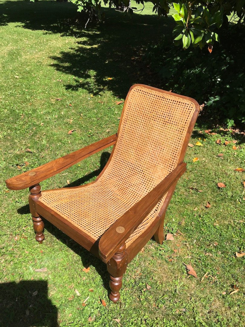 Pair Of Colonial-style Teak Planter Armchairs. Double Caning. Late 19th - Early 20th Century.-photo-5