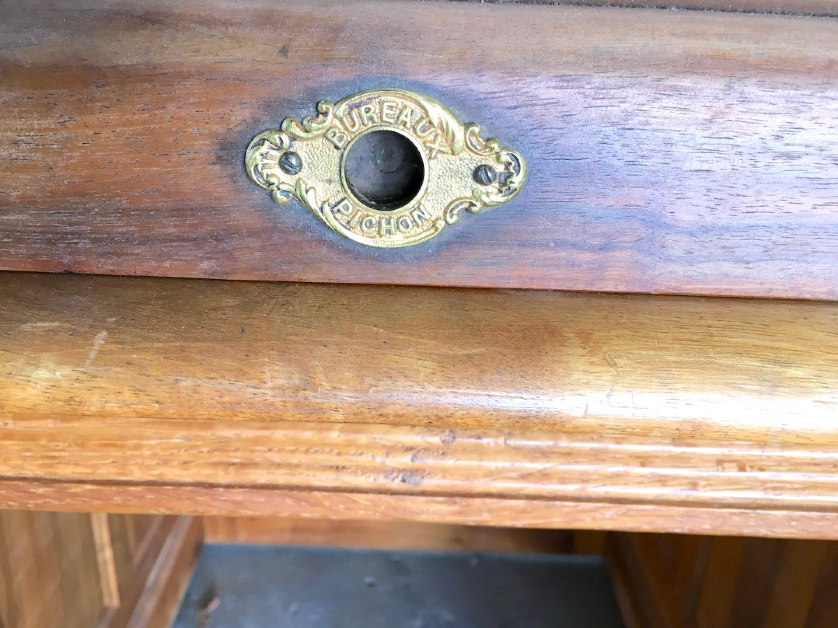 Important "american-style" Walnut Roll-top Desk. Pichon, Lyon, Early 20th Century -photo-7