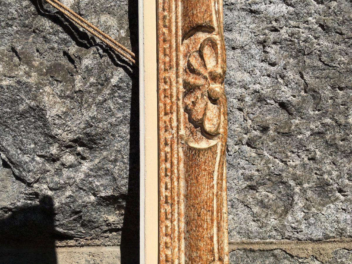 Montparnasse-style 12p Frame Made Of Carved Wood With Its Original Light Patina. Mid-20th Century. -photo-2