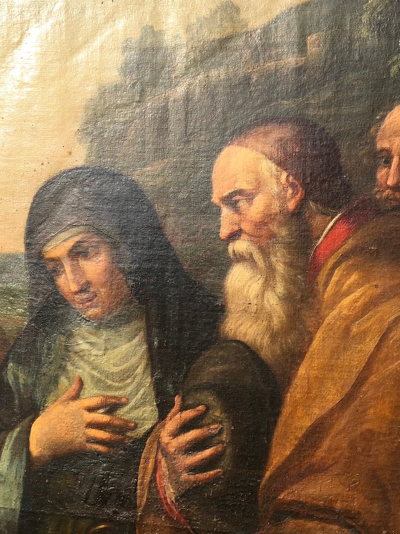 Large Oil On Canvas, "the Presentation Of The Virgin In The Temple." France, Early 17th Century-photo-2