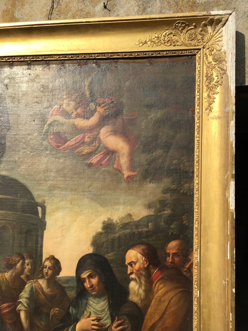 Large Oil On Canvas, "the Presentation Of The Virgin In The Temple." France, Early 17th Century-photo-1