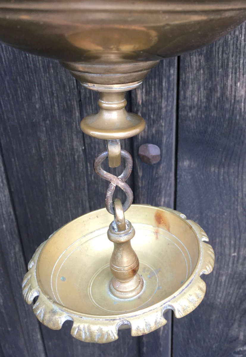 Lampe de Chabbat Jundenstern en bronze à neuf becs pour Hanoucca. Europe XIXe siècle-photo-6