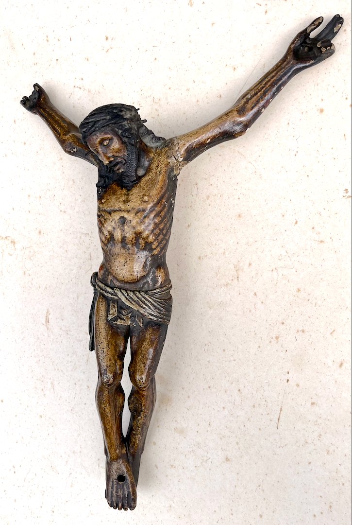 Christ Gothique en bois polychrome du Sud de la France ou Nord de l'espagne. XVe siècle. -photo-7