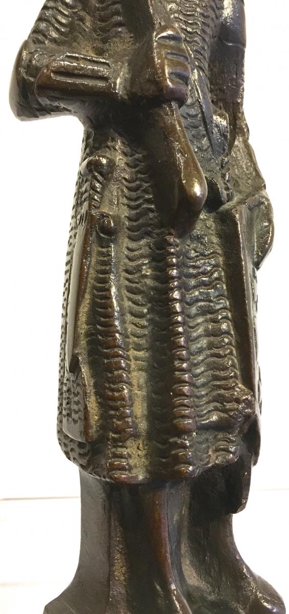 Bronze Knight Godefroy Of Bouillon Holy Cross Of Jerusalem. France.-photo-3