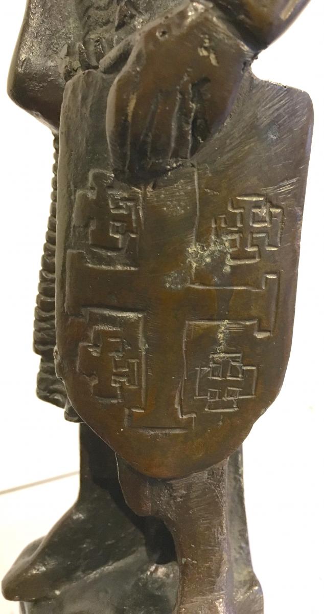 Bronze Knight Godefroy Of Bouillon Holy Cross Of Jerusalem. France.-photo-4