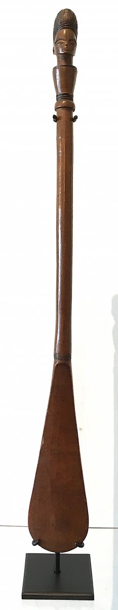 Wood Carved Spatula Or Spoon. Lunda Or Lwena People. Rdc. Mid 20th Century. 