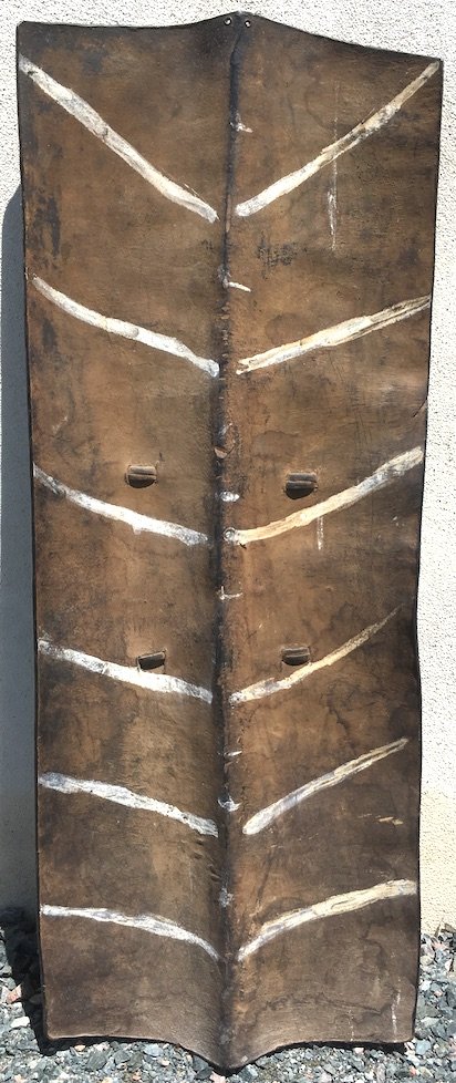 Bouclier Ethnique En Cuir Et Rotin. Inde, Birmanie, Naga, Milieu XXe Siècle.  