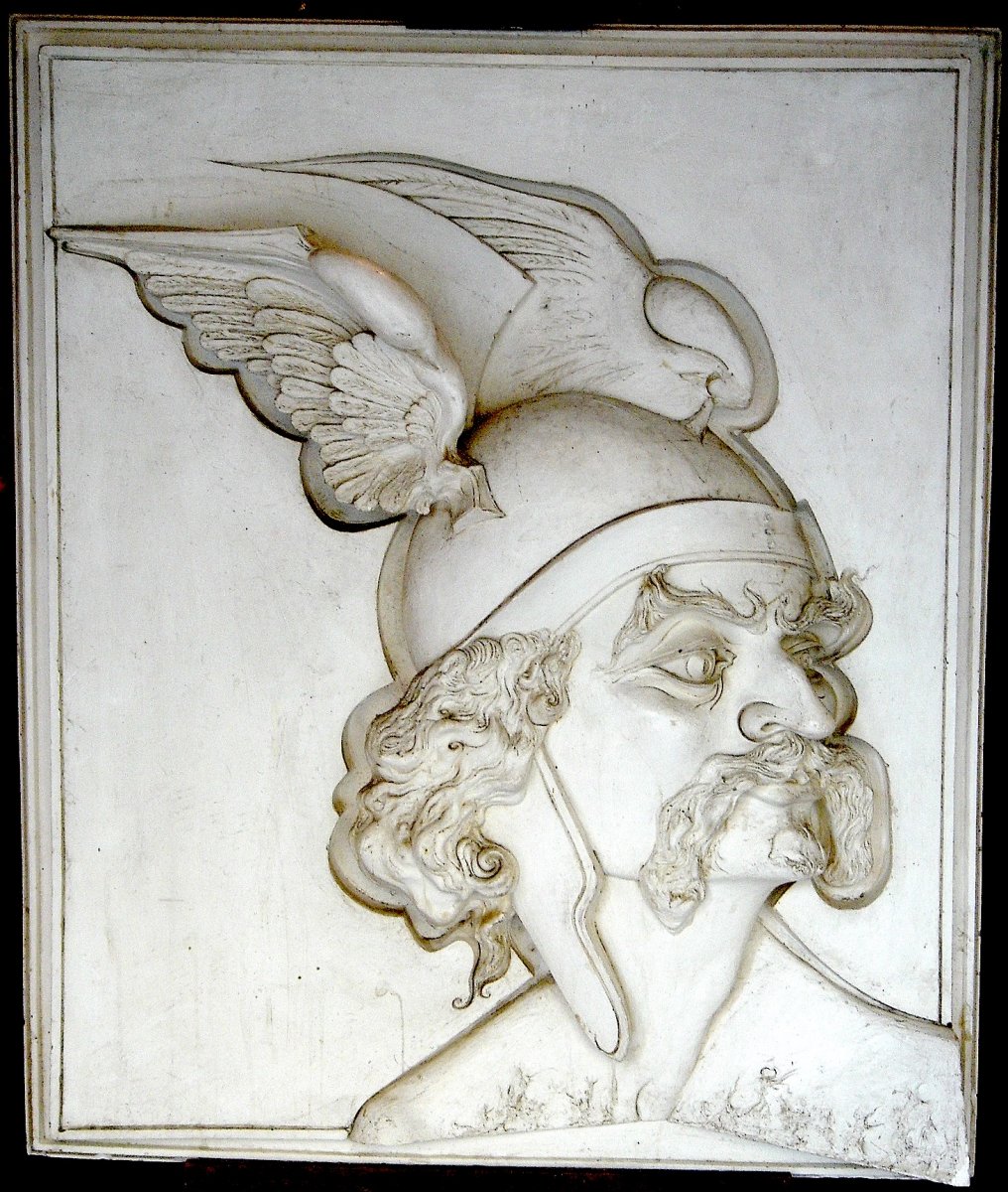 Sculpture Bas Relief En Plâtre Vercingétorix. France 2ème Moitié Du XXe Siècle. 