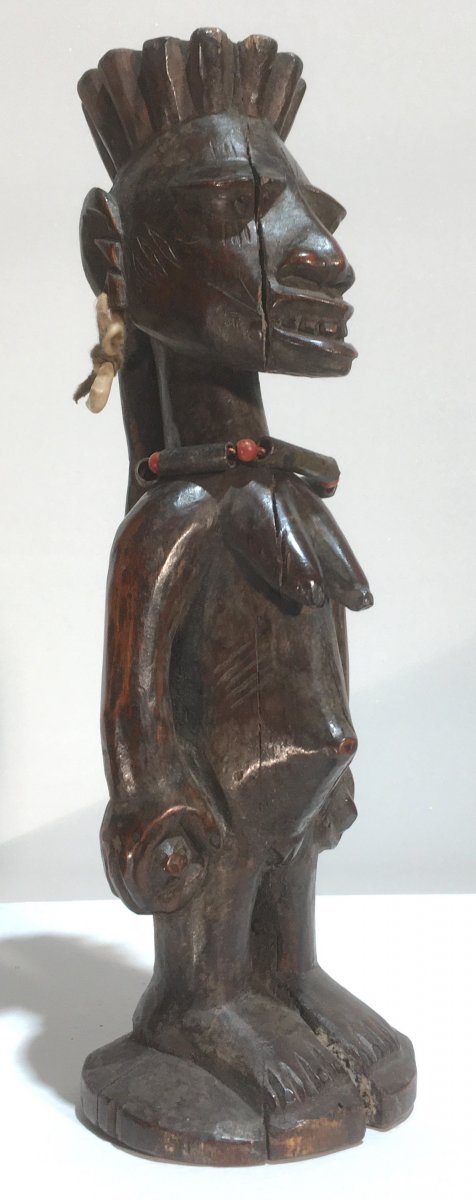 Statuette Féminine Yorouba De Type Ibedji. Nigéria, Bénin Milieu XXe Siècle. -photo-3
