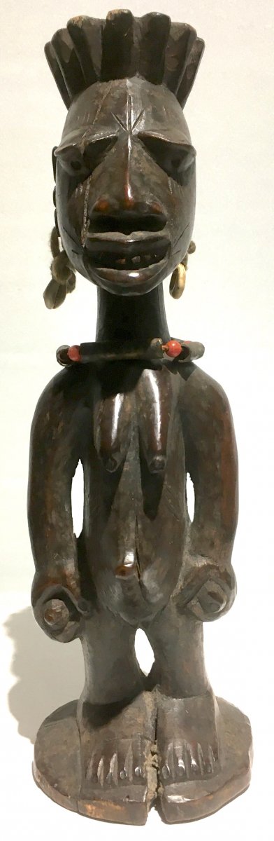 Female Yorouba Statuette Ibedji Style. Nigeria, Benin Mid 20th Century.-photo-4