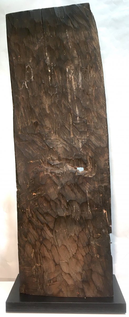 Naga Wood Panel With Dark Patina. Nagaland, India And Burma. Second Half Of The 20th Century.-photo-4