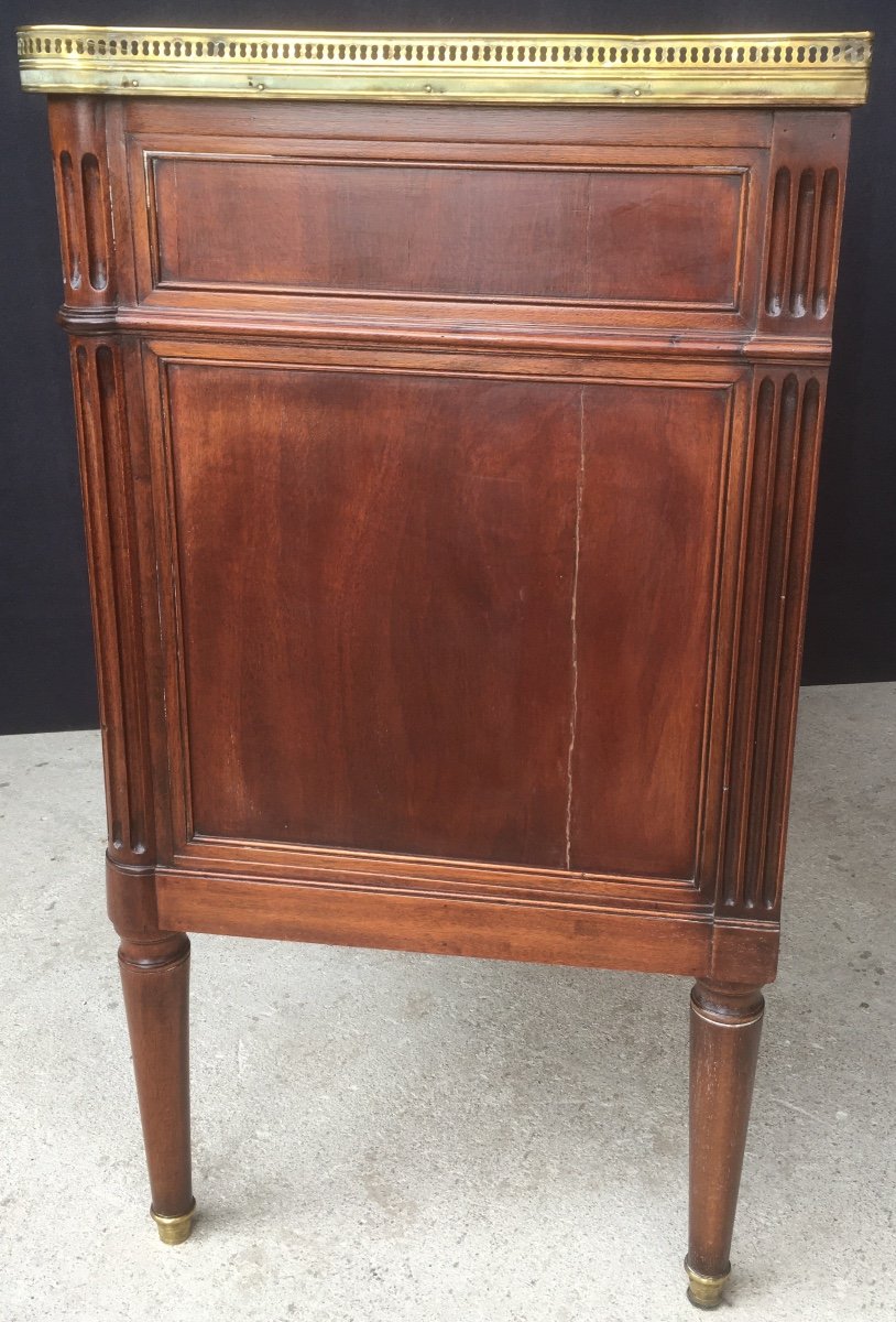 Small Low Mahogany Cabinet And Marble Top Gallery Louis XVI Style. France Late 19th Century.-photo-6