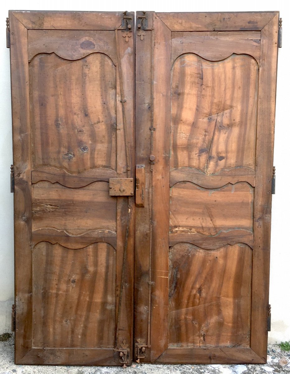 Pair Of Large King Louis XV Walnut Doors. France Mid 18th Century.-photo-4