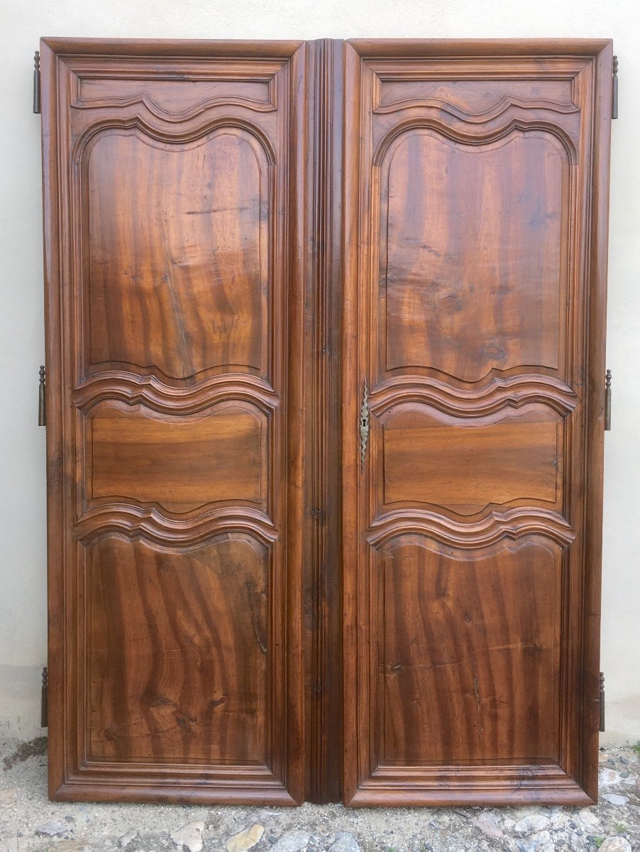 Pair Of Large King Louis XV Walnut Doors. France Mid 18th Century.