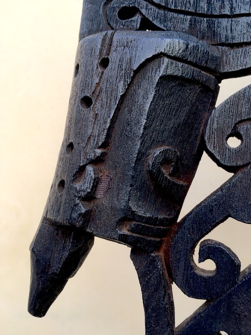 Bow Of Wooden Dugout With Dark Patina. Korwar, Irian Jaya, Indonesia. Mid 20th Century.-photo-5