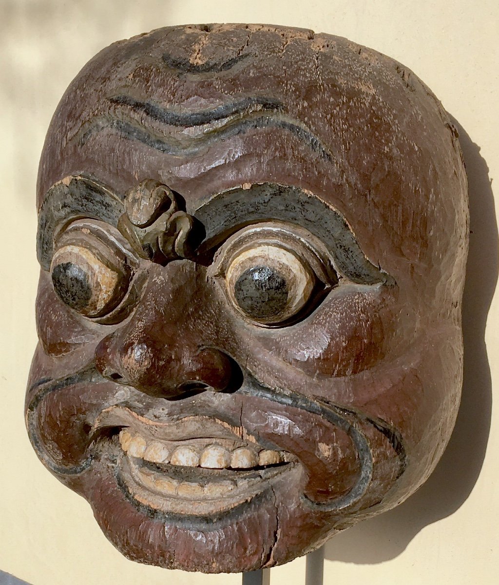 Former Great Topeng Mask. Painted Wood. Indonesia Bali Late 19th Early 20th Century.-photo-3