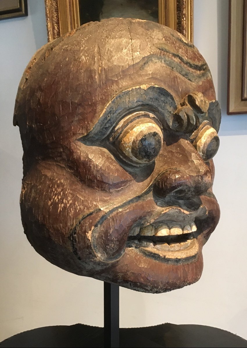 Former Great Topeng Mask. Painted Wood. Indonesia Bali Late 19th Early 20th Century.-photo-5