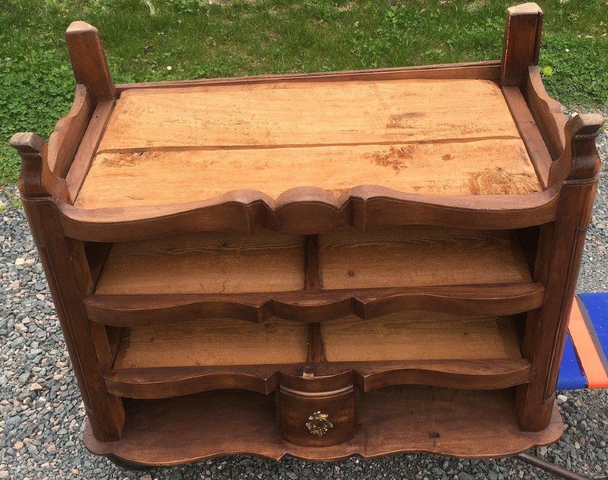 Commode à Arbalète En Noyer Louis XIV. France XVIIe - XVIIIe Siècle. -photo-6