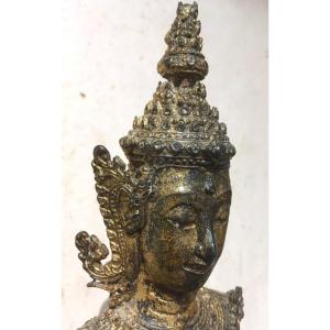 Ratanakosin Buddha Statue In Gilt Bronze. Thailand Mid 19th Century.