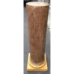 Colonne gaine pour buste. Scagliola, stuc faux marbre de Sienne et porphyre. Italie XIXe